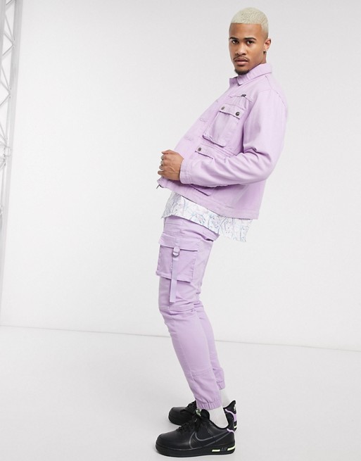 Liquor N Poker co-ord cargo trousers with pocket detail in lilac