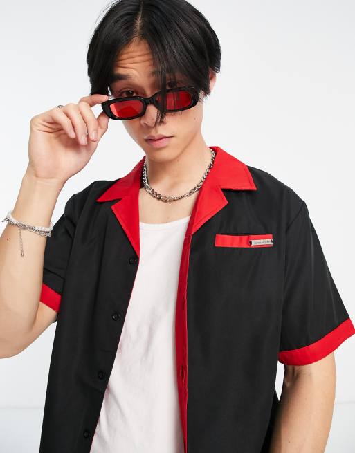 Liquor N Poker co-ord shirt in black with golf club back embroidery