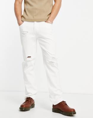 mens regular fit white jeans