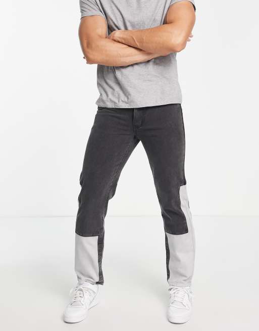 Liquor N Poker co-ord set in washed black denim with white panels, 3 of 3