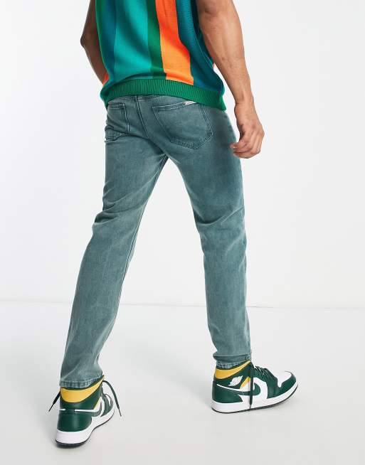 Green denim jeans hot sale mens