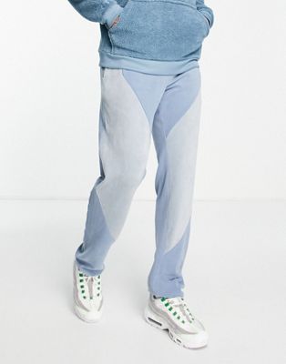 Liquor N Poker co-ord straight leg joggers in light blue polar fleece with tonal panelling