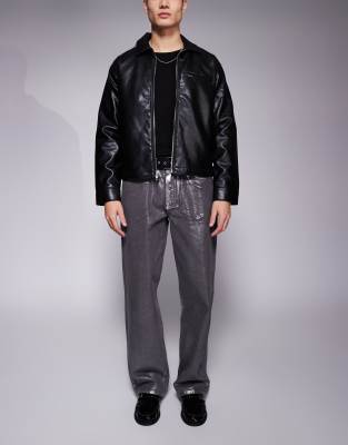 Liquor N Poker Liquor N Poker coated baggy jeans in grey