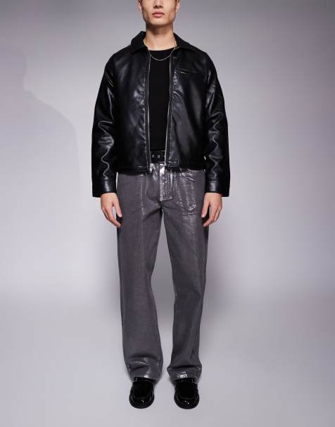 Liquor N Poker coated baggy jeans in grey - view 1