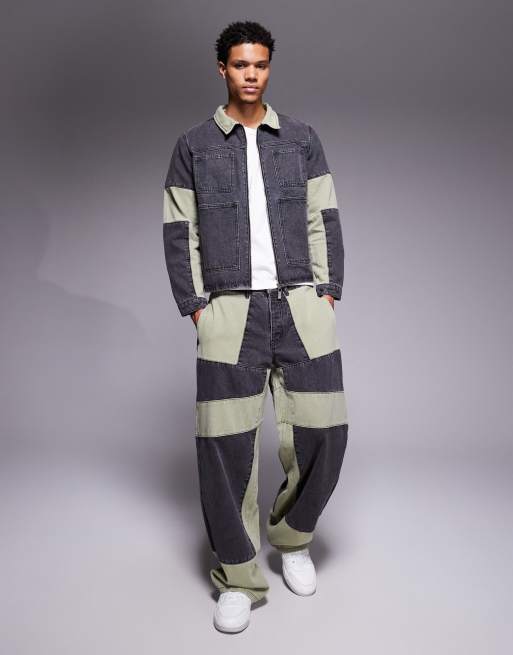 Liquor N Poker - Coordinato in denim con giacca e jeans stile biker vestibilità comoda multicolore