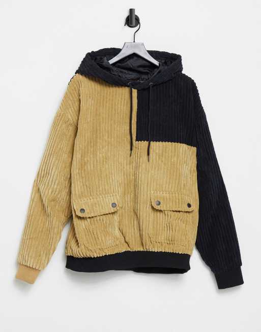 Corduroy patchwork hoodie new arrivals