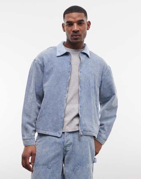 Liquor N Poker corduroy jacket with contrast collar co-ord in blue - view 1