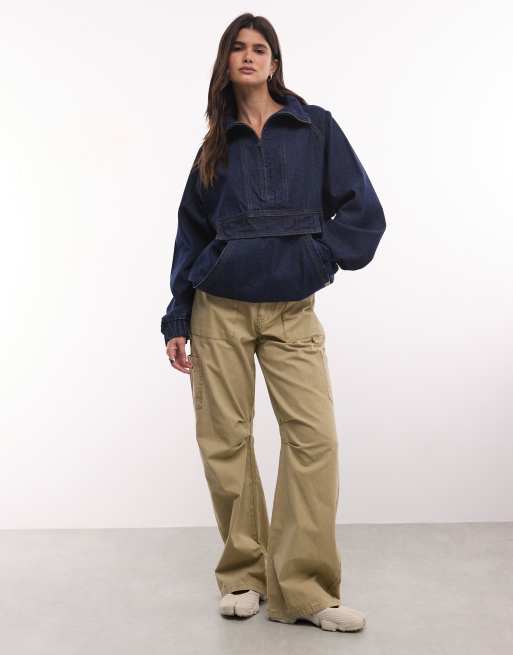 Liquor N Poker denim funnel neck pull over jacket in indigo, 2 of 4