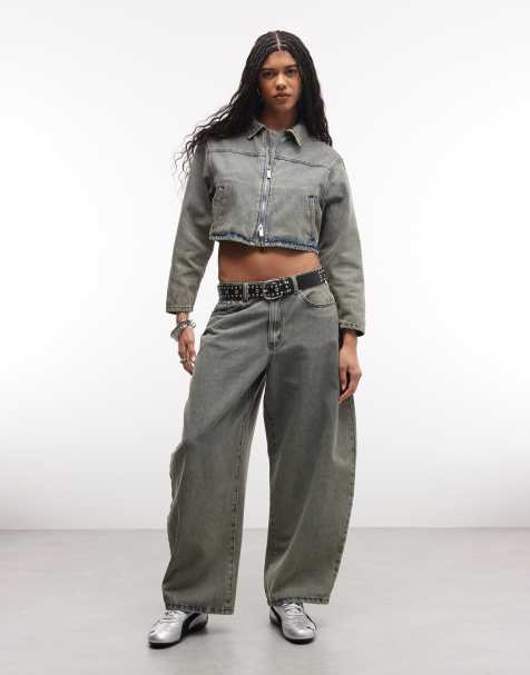 Liquor N Poker - Denim horseshoe jeans met textuur in getinte wassing, deel van co-ord set - view 1