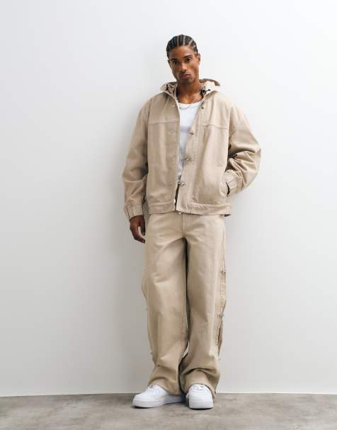 Liquor N Poker denim jacket & relaxed baggy fireman clasp jeans co-ord in ecru - view 1