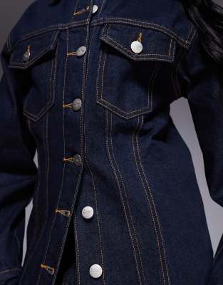 Liquor N Poker Denim Jacket With Cinch Waist In Blue