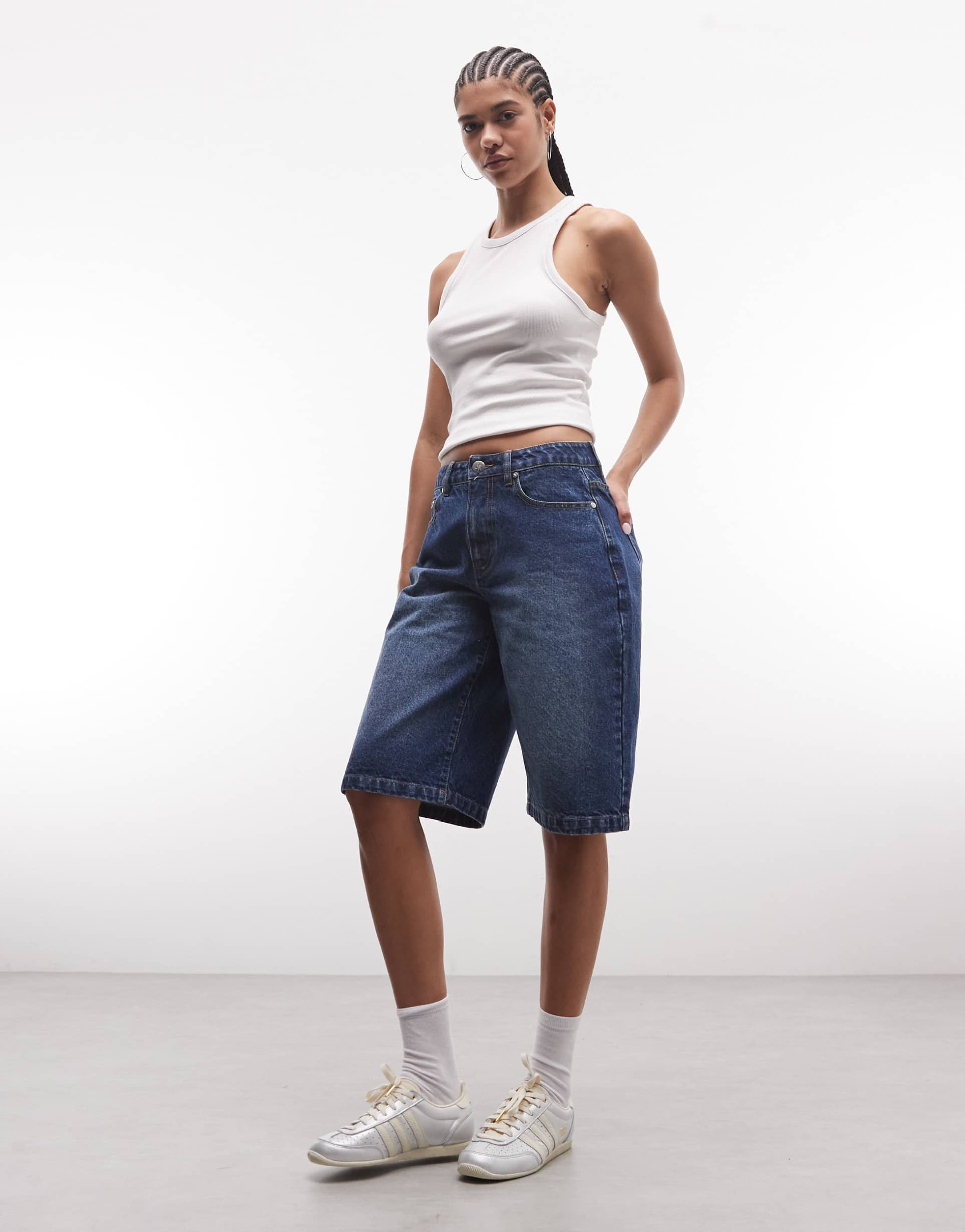 liquor n poker denim jorts in blue