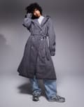 [Liquor N Poker] Liquor N Poker denim maxi trench coat with raw edges in grey 6 CHARCOAL