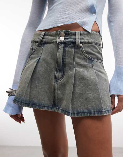 Liquor N Poker - Denim tennisrok met textuur in getinte wassing - view 1