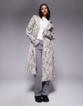 [Liquor N Poker] Liquor N Poker denim trench coat in off white snake print-Multi M MULTI