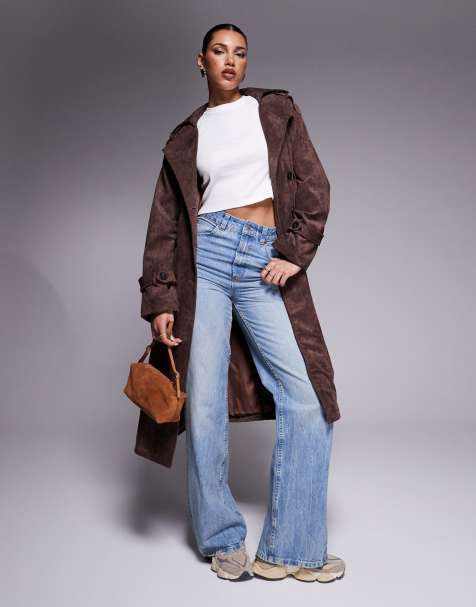 Liquor N Poker detail suede trench jacket in washed tan - view 1