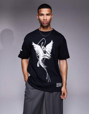 Liquor N Poker Diamante Graphic T-shirt In Gray