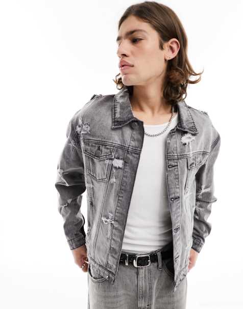 Half denim sale jacket mens