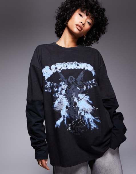 Liquor N Poker double layered motif tee in black - view 1