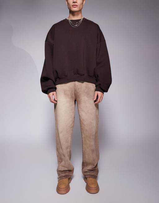 Liquor N Poker extreme baggy barrel jeans in dirty brown wash