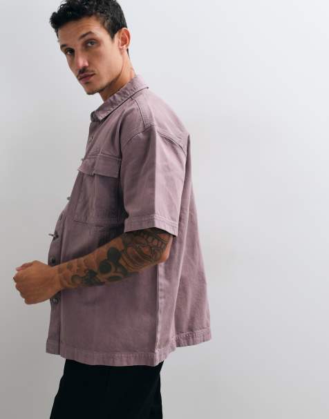Liquor N Poker fireman clasp detail denim shirt in washed taupe - view 1