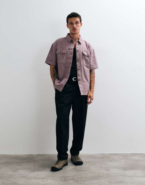Liquor N Poker fireman clasp detail denim shirt in washed taupe - view 1