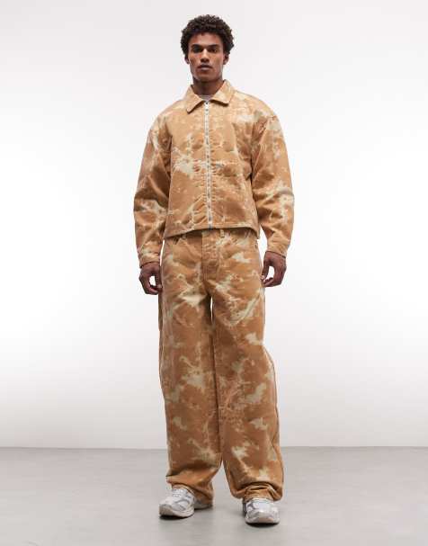 Liquor N Poker - Forvaskede beige baggy jeans med velourtekstur - Del af sæt - view 1