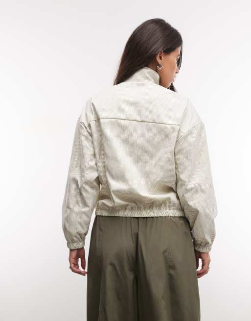 Liquor N Poker funnel neck zip through jacket in butter yellow check, 4 of 4