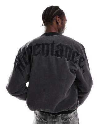 Liquor N Poker - Giacca bomber nera con motivo sul retro - view 1
