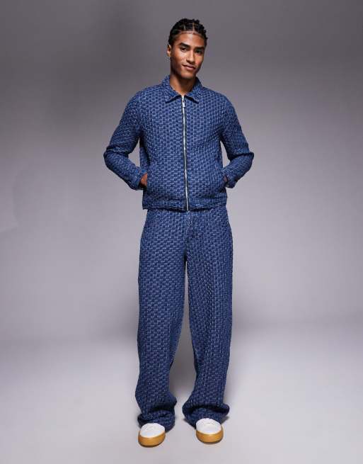 Liquor N Poker - Giacca in denim blu con zip in coordinato, 2 di 5