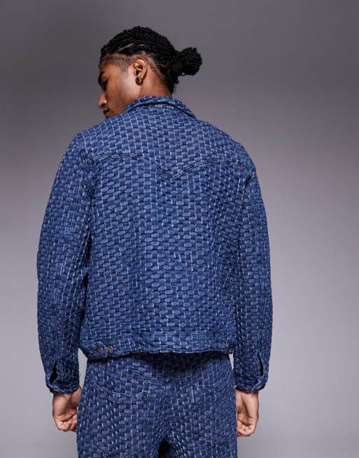 Liquor N Poker - Giacca in denim blu con zip in coordinato, 3 di 5