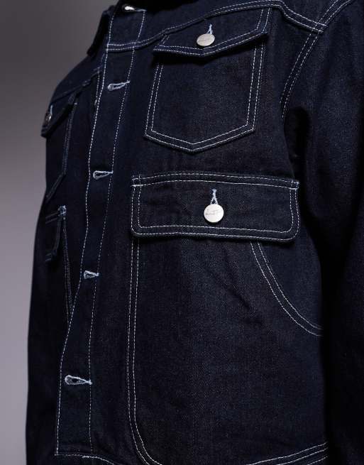 Liquor N Poker - Giacca oversize lavaggio indaco grezzo in coordinato, 4 di 5
