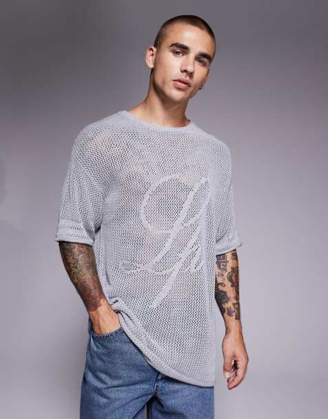 Liquor N Poker – Grå, stickad jerseytopp med Rebel 13-logga - view 1