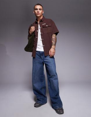 Liquor N Poker Heavy Twill Denim Shirt In Brown