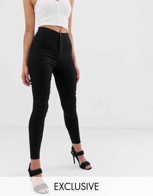 Liquor N Poker high waisted spray on jeans-Black