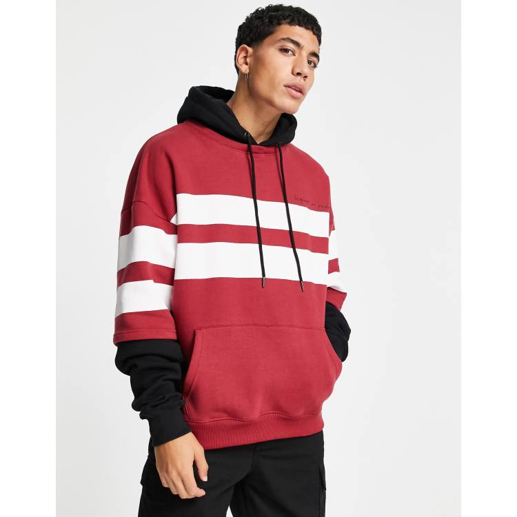 Liquor N Poker hockey club hoodie in black and red | ASOS