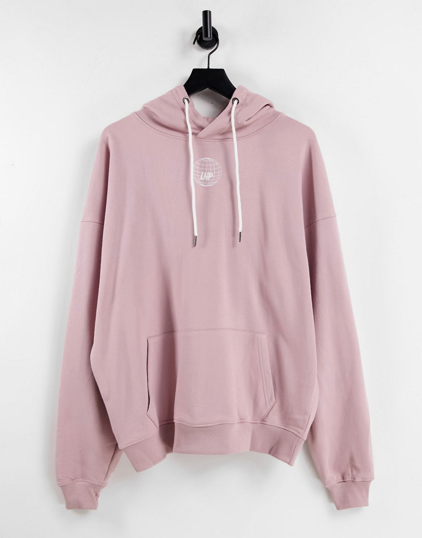 Liquor N Poker hockey club oversized hoodie in soft pink - part of a set
