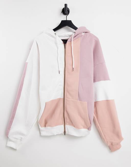 Liquor N Poker - Hockey Club - Sweat à capuche d'ensemble effet coupé-cousu à fermeture éclair - Beige