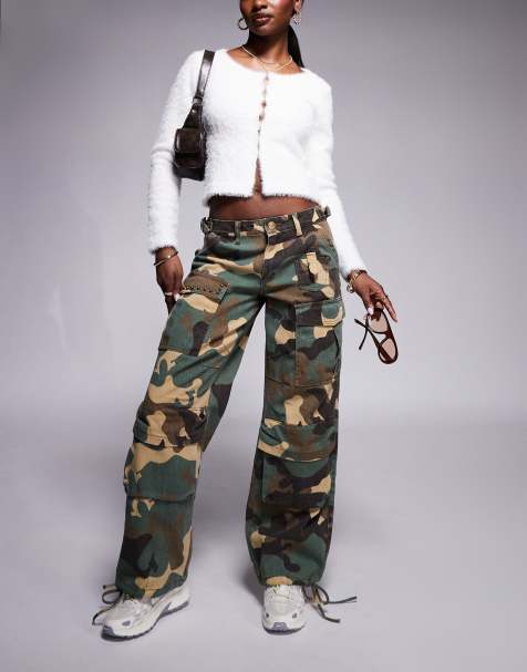 Liquor N Poker - Jean baggy taille basse avec clous et style camouflage - Multicolore - view 1