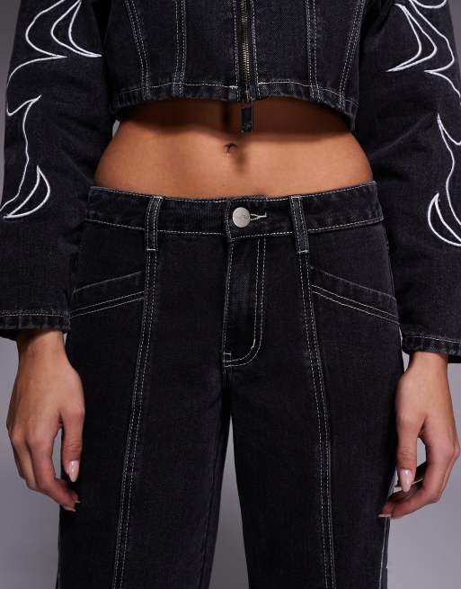 Liquor N Poker - Jean d'ensemble décontracté à taille basse et appliqués - Noir, 4 de 5