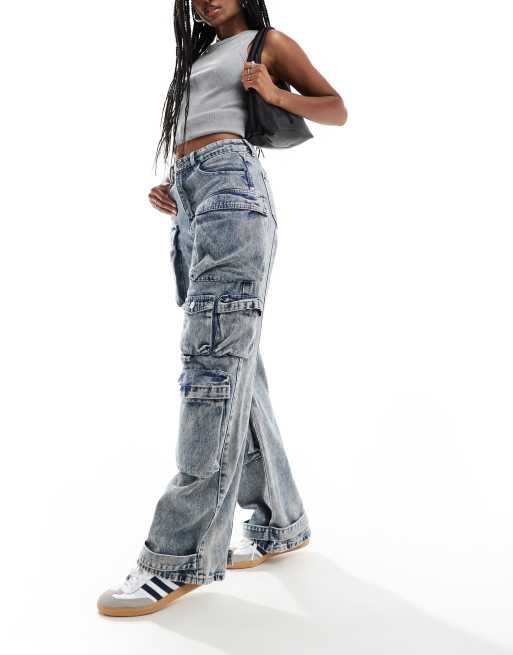 Liquor N Poker - Jeans ampi blu lavaggio acido