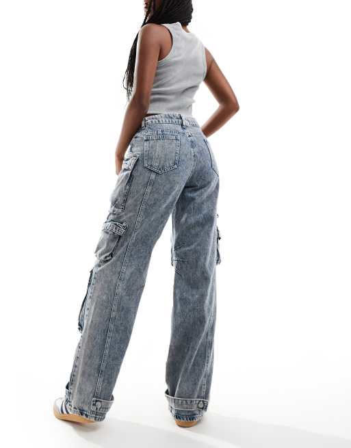 Liquor N Poker - Jeans ampi blu lavaggio acido, 5 di 5