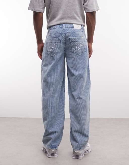 Liquor N Poker - Coordinato in denim a coste blu slavato, 4 di 4