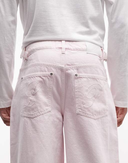 Liquor N Poker - Jeans comodi ampi lavaggio rosa, 4 di 5