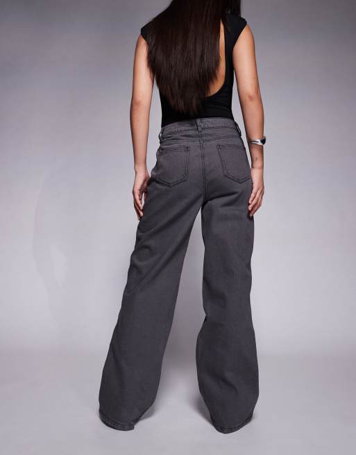 Liquor N Poker - Jeans comodi neri a vita medio alta con occhielli con strass, 3 di 5