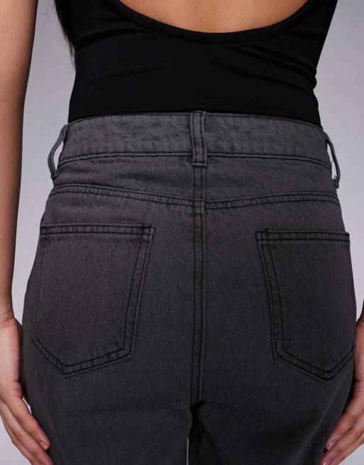 Liquor N Poker - Jeans comodi neri a vita medio alta con occhielli con strass, 4 di 5
