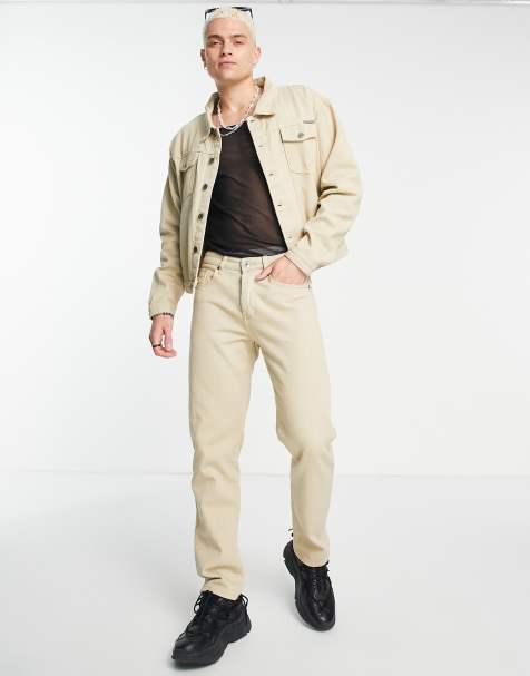 Asos Uomo Abbigliamento Pantaloni e jeans Jeans Jeans a zampa & bootcut Chino corti cargo ampi beige 