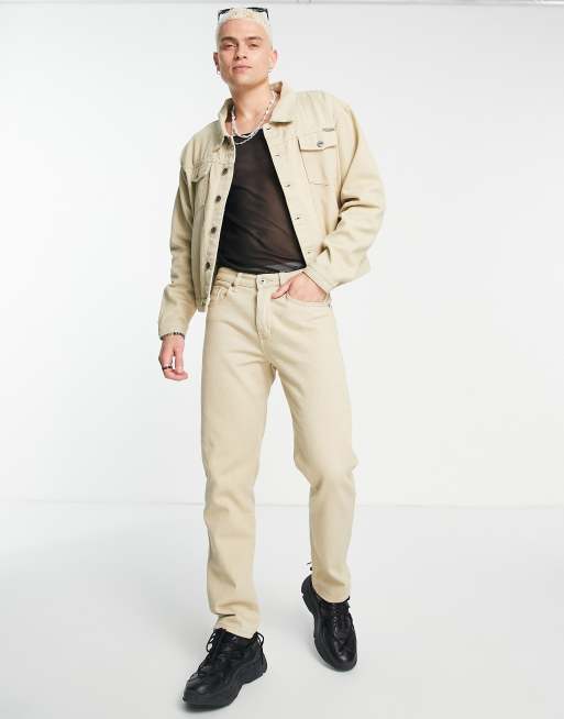Liquor N Poker - Jeans dritti in denim bianco sporco in coordinato
