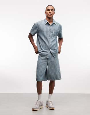 Jeans-Jorts in Blau mit Nadelstreifen, Kombiteil-Bunt Bunt W30