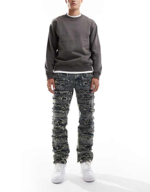 Liquor N Poker - Jeans lavaggio stone wash con dettagli sfrangiati